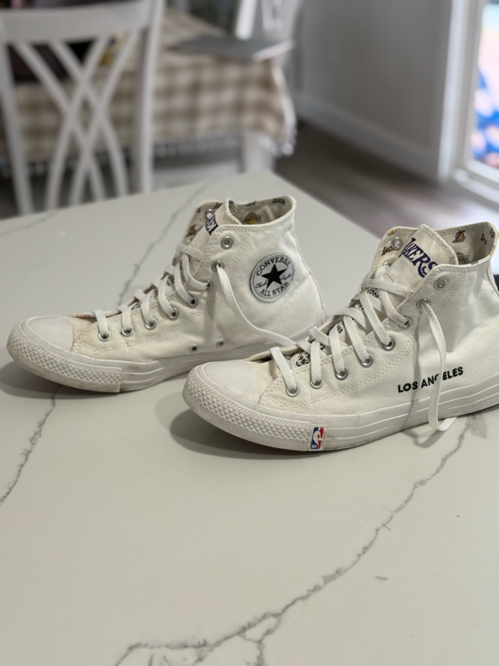 Converse NBA LA Lakers White Purple High-Top Sneakers very good condition. - Picture 11 of 16